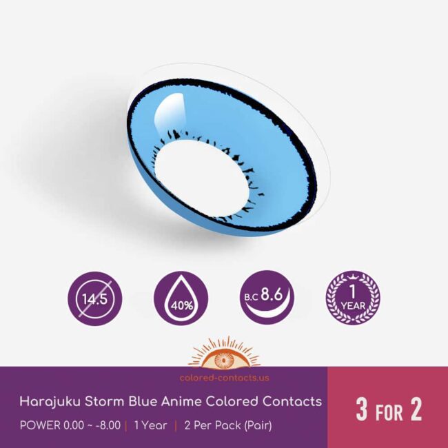 Harajuku Storm Blue Anime Colored Contacts - Colored Contacts Harajuku Storm Blue Anime Colored Contacts