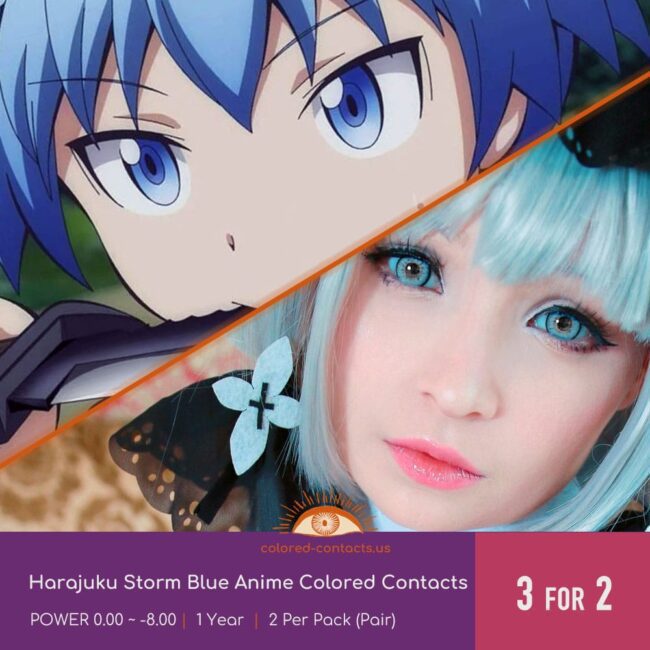 Harajuku Storm Blue Anime Colored Contacts - Colored Contacts Harajuku Storm Blue Anime Colored Contacts