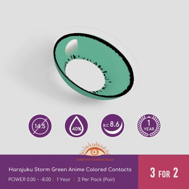 Harajuku Storm Green Anime Colored Contacts - Colored Contacts Harajuku Storm Green Anime Colored Contacts