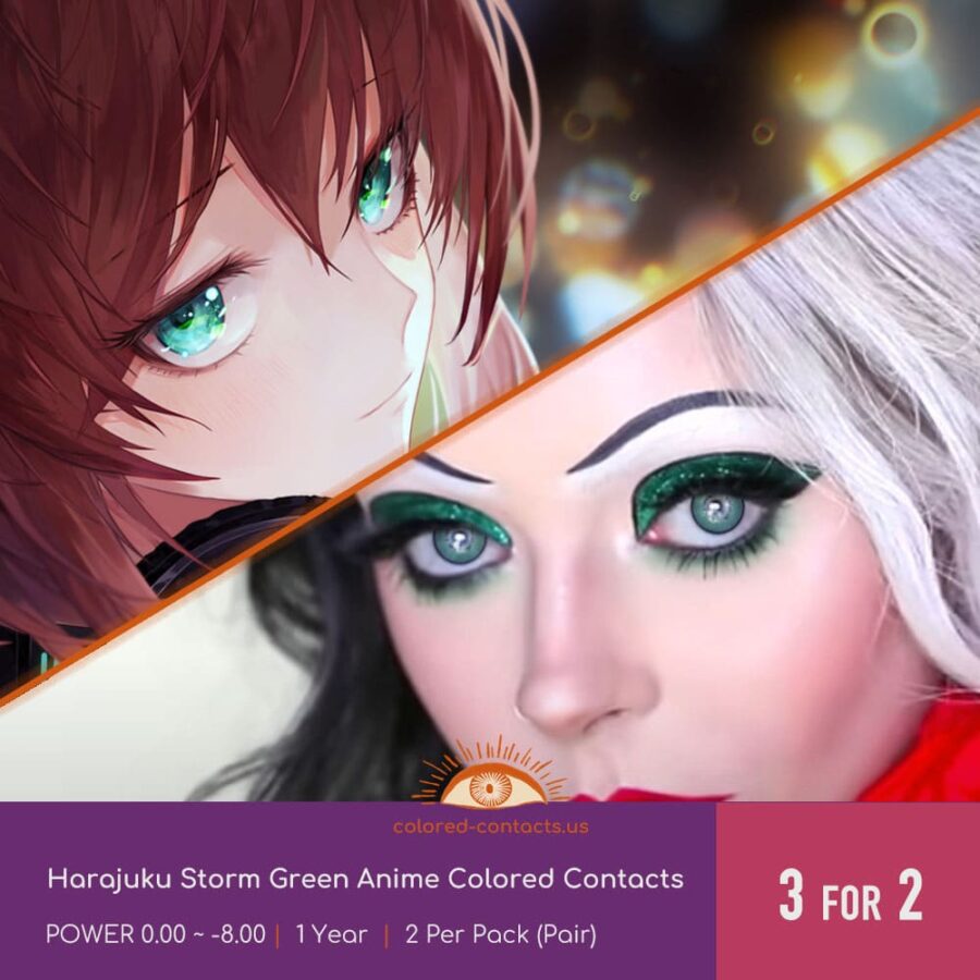 Harajuku Storm Green Anime Colored Contacts