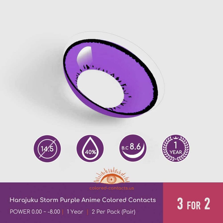 Harajuku Storm Purple Anime Colored Contacts