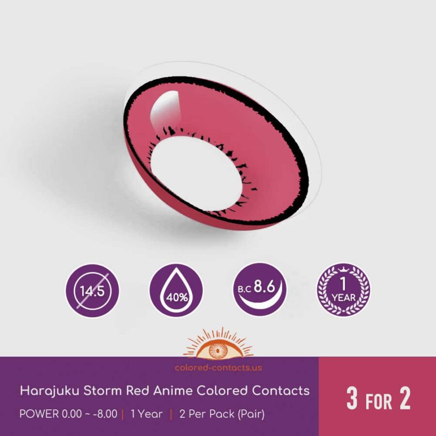 Harajuku Storm Red Anime Colored Contacts