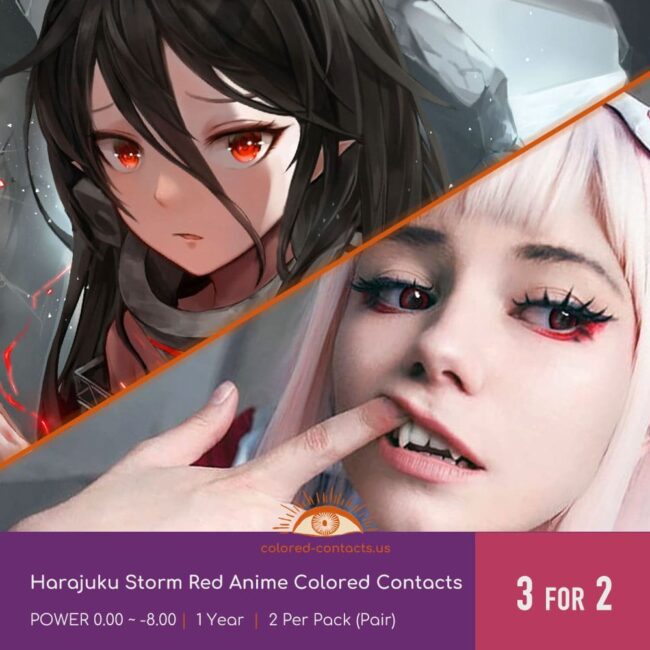Harajuku Storm Red Anime Colored Contacts - Colored Contacts Harajuku Storm Red Anime Colored Contacts