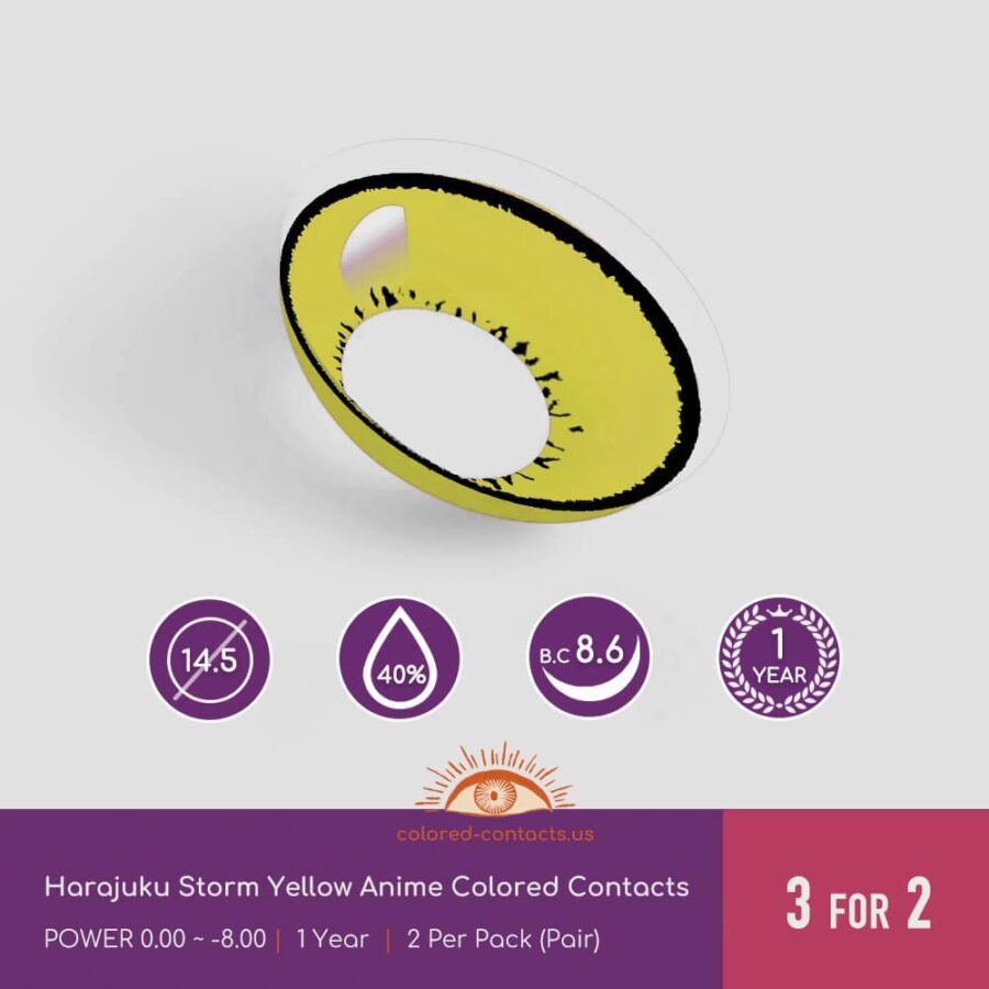 Harajuku Storm Yellow Anime Colored Contacts