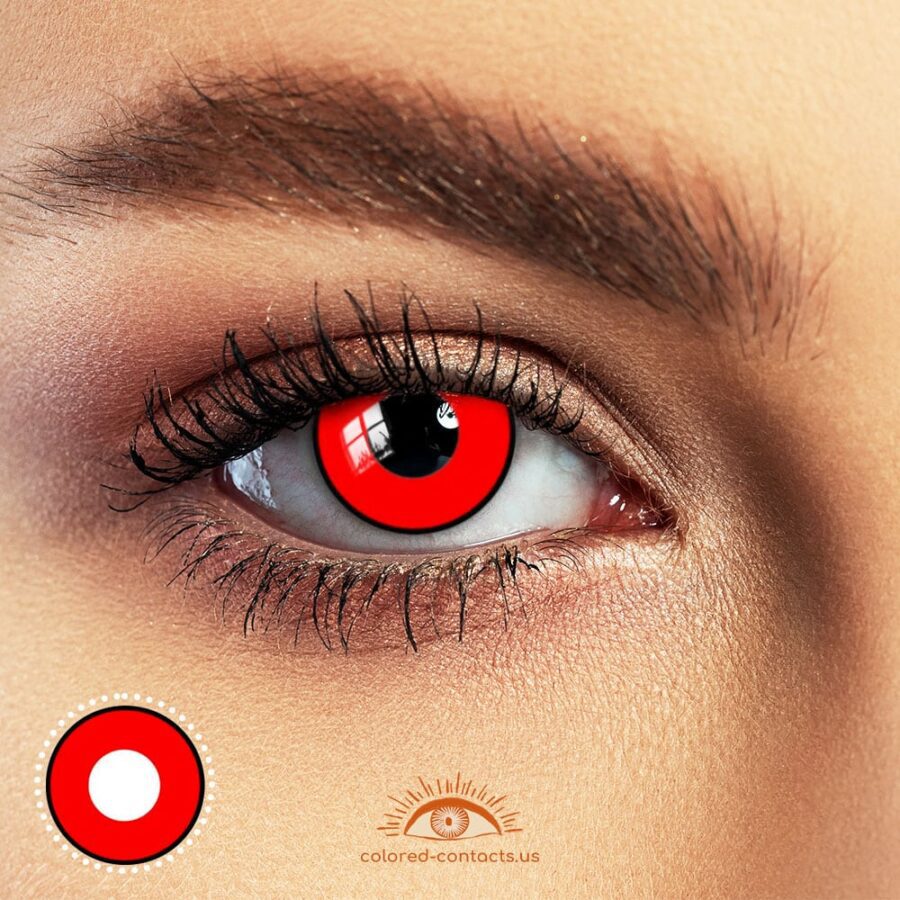Pure Red With Black Border Halloween Contacts