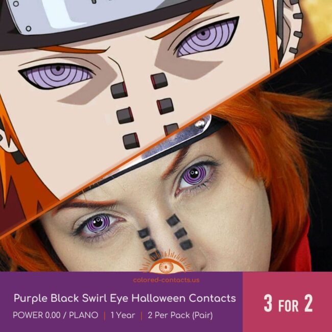 Purple Black Swirl Eye Halloween Contacts - Colored Contacts Purple Black Swirl Eye Halloween Contacts