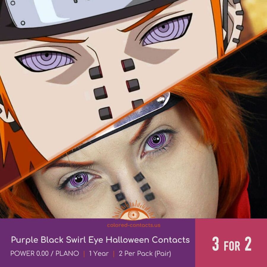 Purple Black Swirl Eye Halloween Contacts