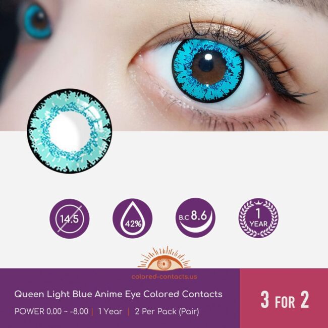 Queen Light Blue Anime Eye Colored Contacts - Colored Contacts Queen Light Blue Anime Eye Colored Contacts