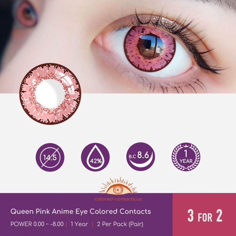 Queen Pink Anime Eye Colored Contacts