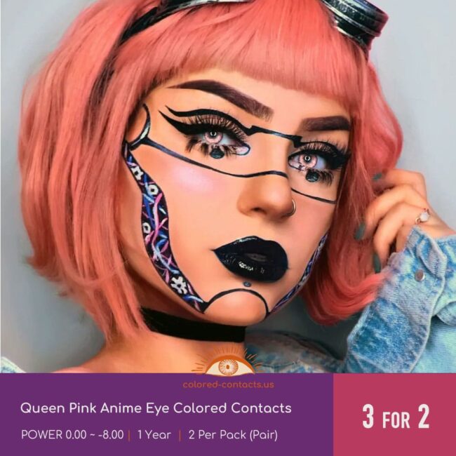Queen Pink Anime Eye Colored Contacts - Colored Contacts Queen Pink Anime Eye Colored Contacts