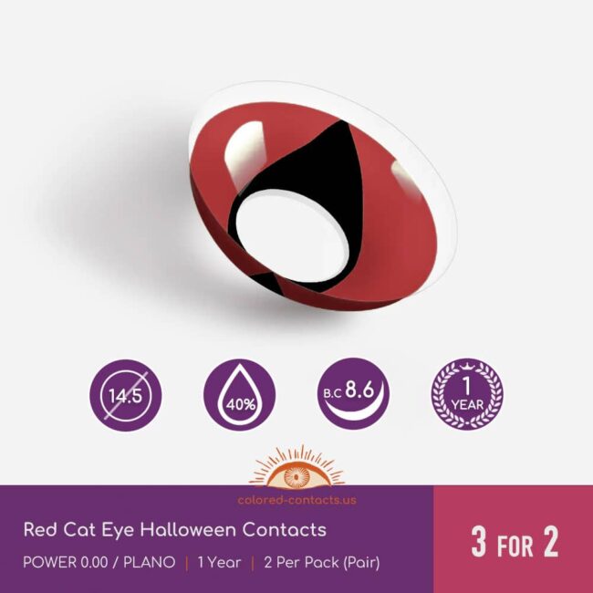 Red Cat Eye Halloween Contacts - Colored Contacts Red Cat Eye Halloween Contacts