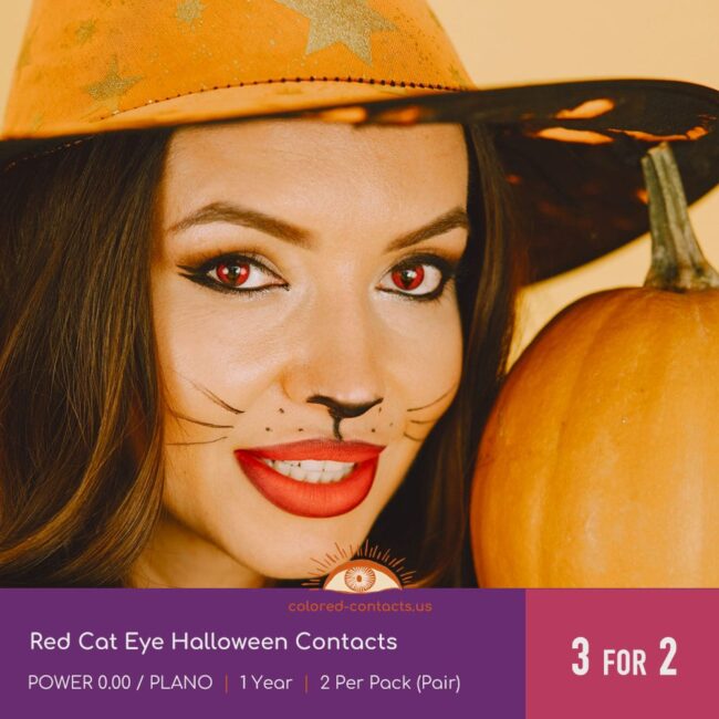 Red Cat Eye Halloween Contacts - Colored Contacts Red Cat Eye Halloween Contacts