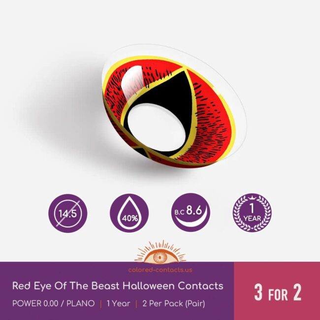 Red Eye Of The Beast Halloween Contacts - Colored Contacts Red Eye Of The Beast Halloween Contacts