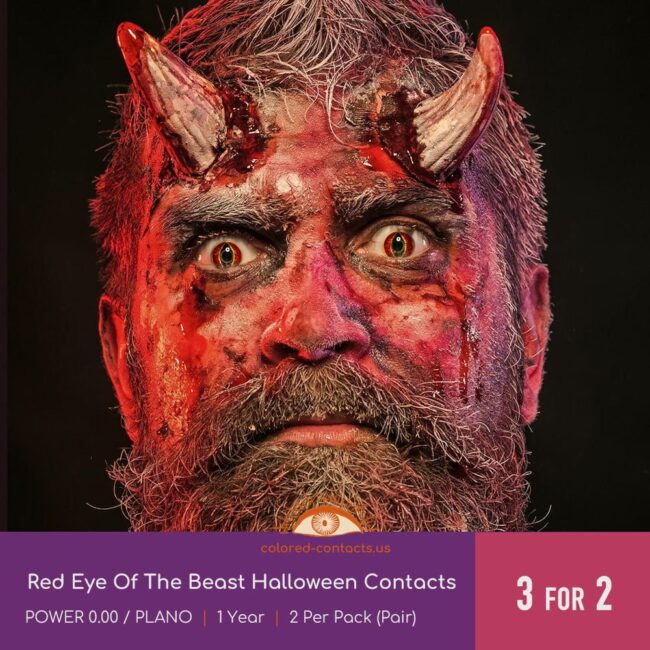 Red Eye Of The Beast Halloween Contacts - Colored Contacts Red Eye Of The Beast Halloween Contacts
