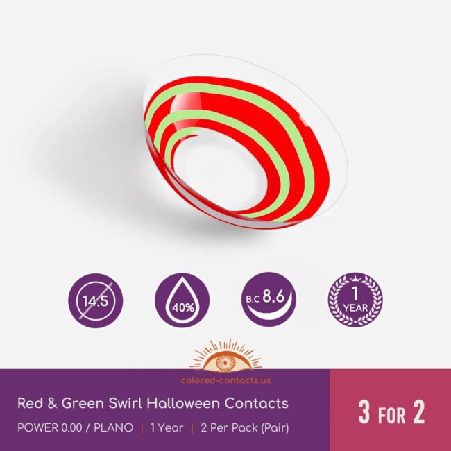 Red &Amp; Green Swirl Halloween Contacts - Colored Contacts Red &Amp; Green Swirl Halloween Contacts