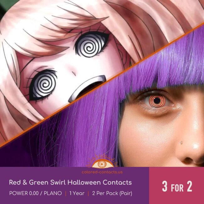 Red &Amp; Green Swirl Halloween Contacts - Colored Contacts Red &Amp; Green Swirl Halloween Contacts