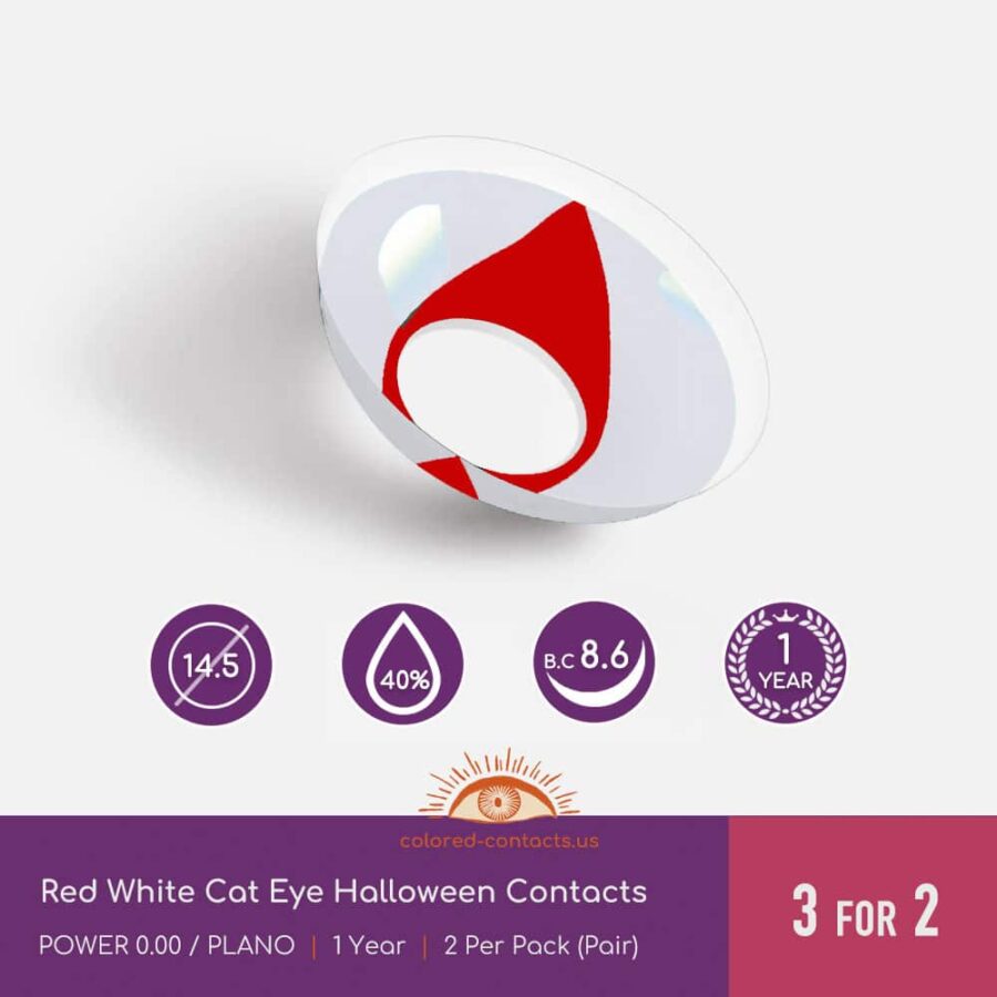 Red White Cat Eye Halloween Contacts