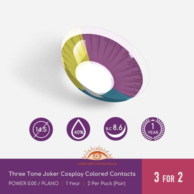 Three Tone Joker Cosplay Colored Contacts - Colored Contacts Three Tone Joker Cosplay Colored Contacts