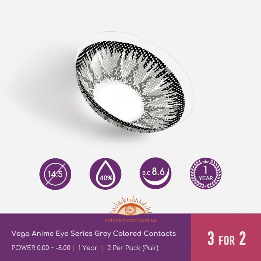 Vega Anime Eye Series Grey Colored Contacts