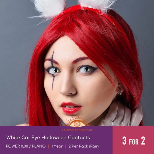 White Cat Eye Halloween Contacts