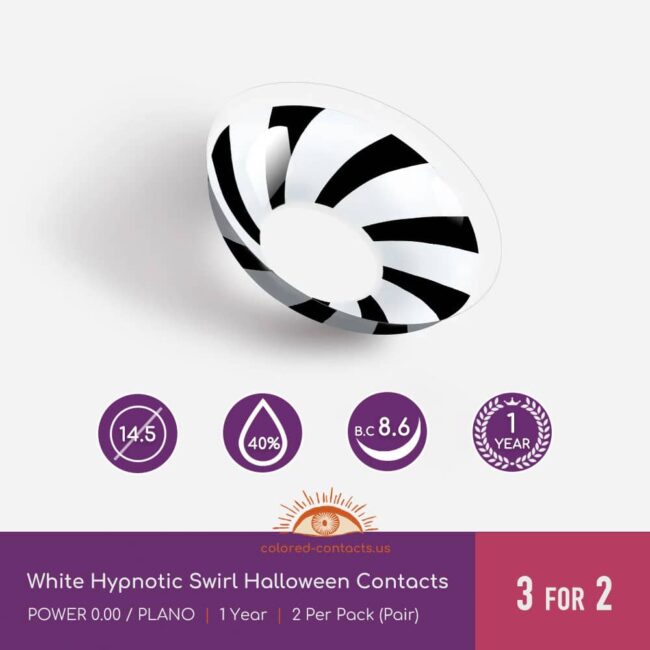 White Hypnotic Swirl Halloween Contacts - Colored Contacts White Hypnotic Swirl Halloween Contacts