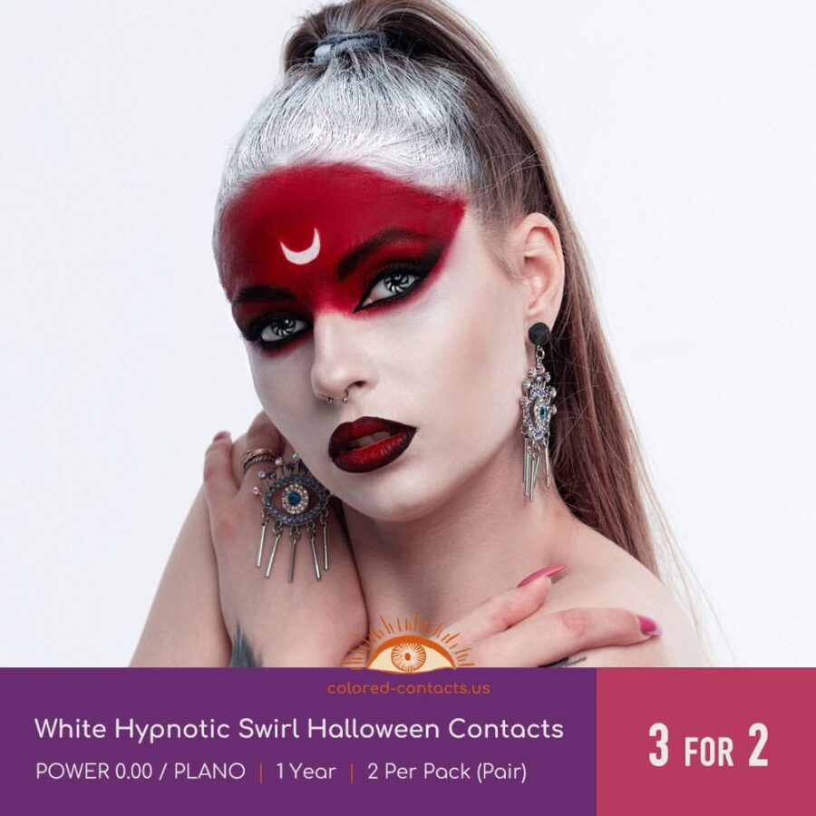 White Hypnotic Swirl Halloween Contacts