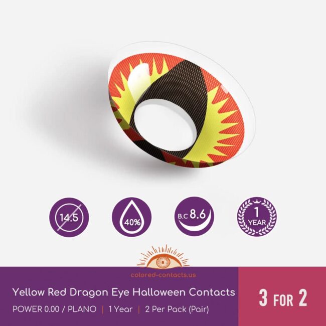 Yellow Red Dragon Eye Halloween Contacts - Colored Contacts Yellow Red Dragon Eye Halloween Contacts