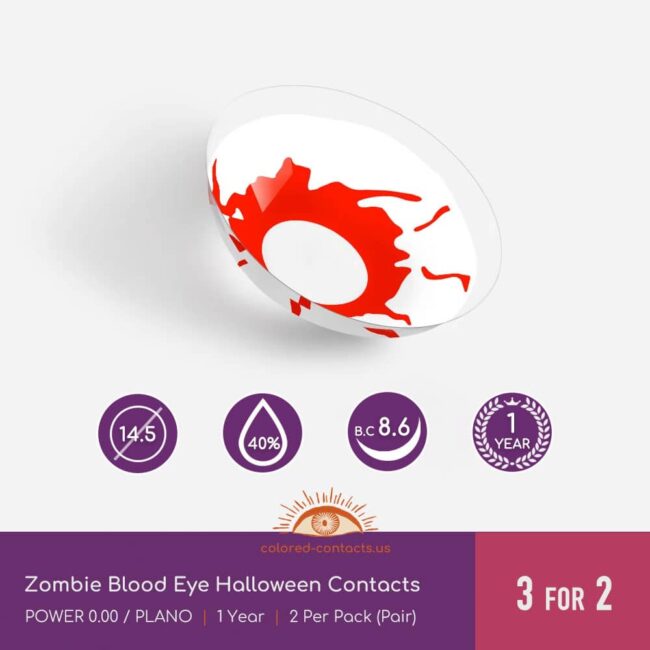 Zombie Blood Eye Halloween Contacts - Colored Contacts Zombie Blood Eye Halloween Contacts