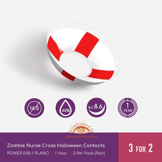 Zombie Nurse Cross Halloween Contacts - Colored Contacts Zombie Nurse Cross Halloween Contacts
