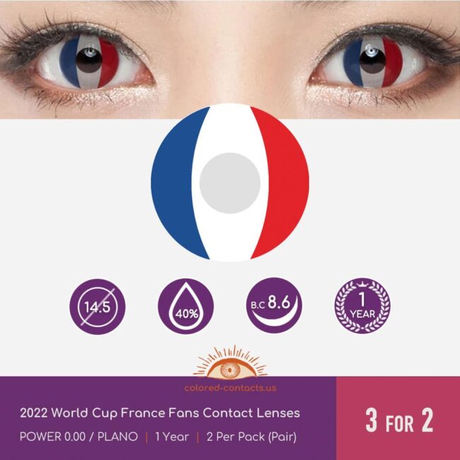 2022 World Cup France Fans Colored Contact Lenses - Colored Contacts 2022 World Cup France Fans Colored Contact Lenses