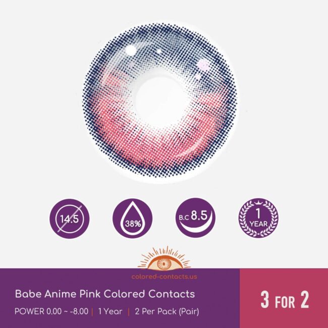 Honkai : Hanya Cosplay Contact Lenses - Colored Contacts Babe Anime Pink Colored Contacts