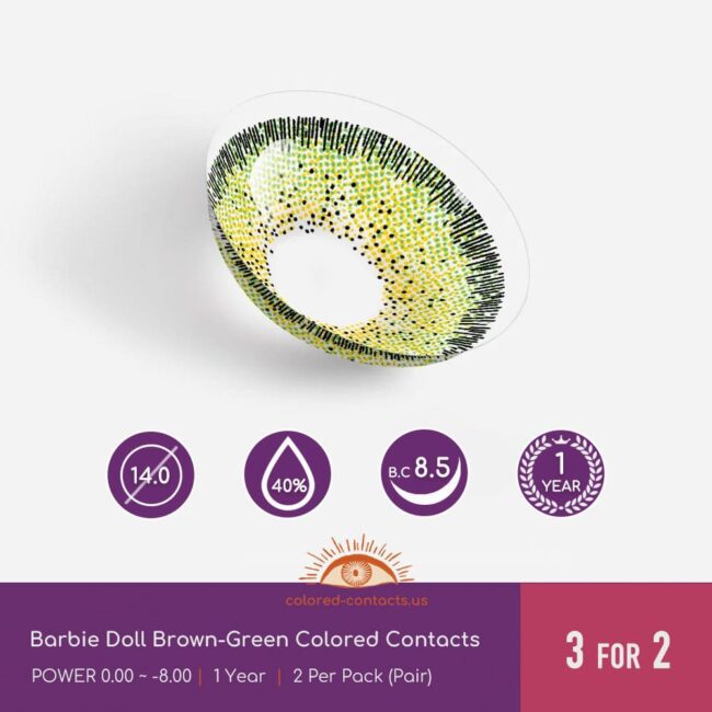 Barbie Doll Brown-Green Colored Contacts - Colored Contacts Barbie Doll Brown-Green Colored Contacts