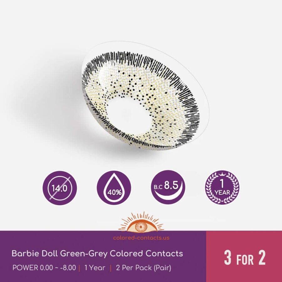 Barbie Doll Green-Grey Colored Contacts