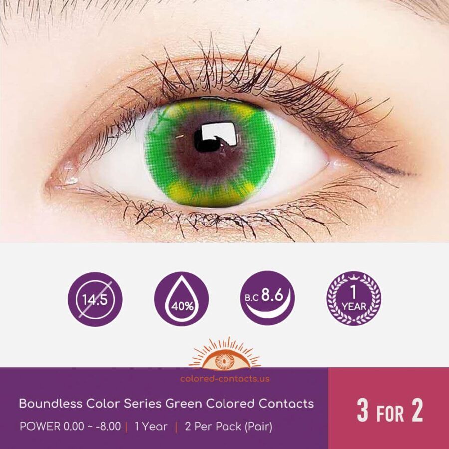 Boundless Color Series Green Colored Contacts