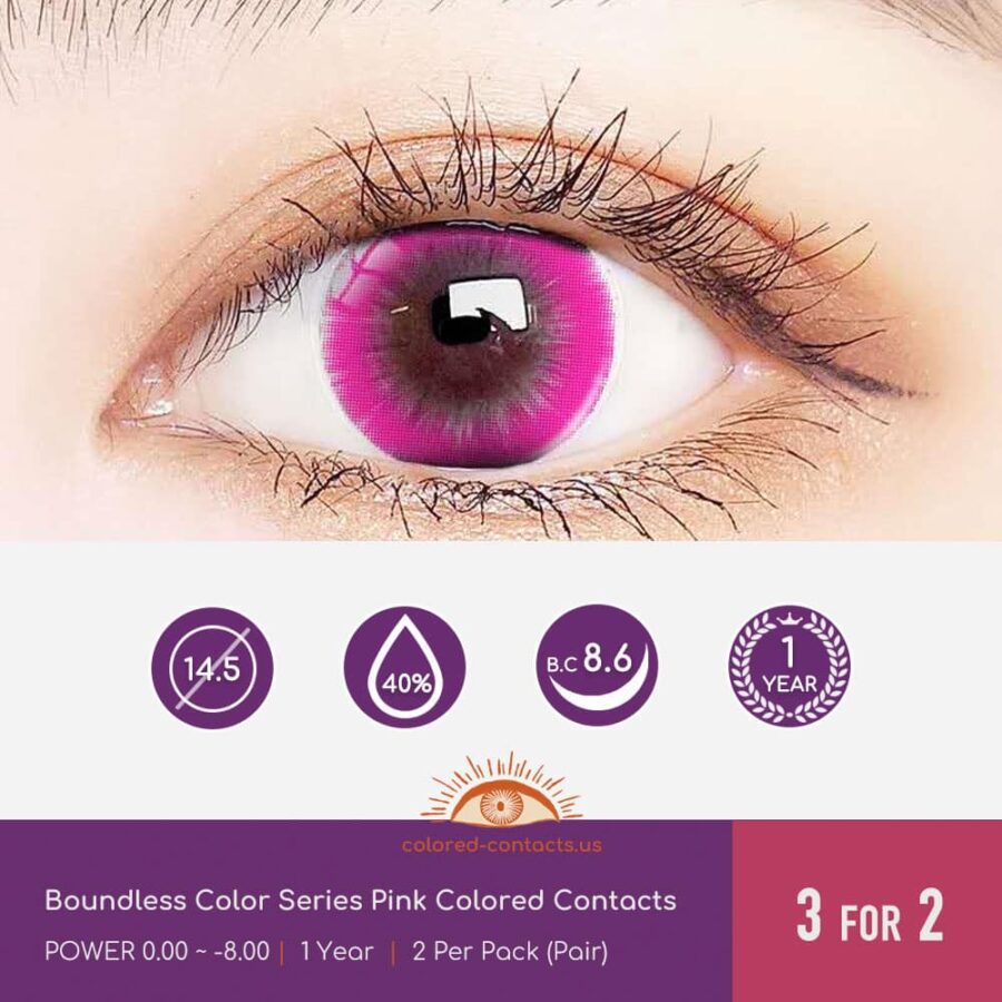 Boundless Color Series Pink Colored Contacts