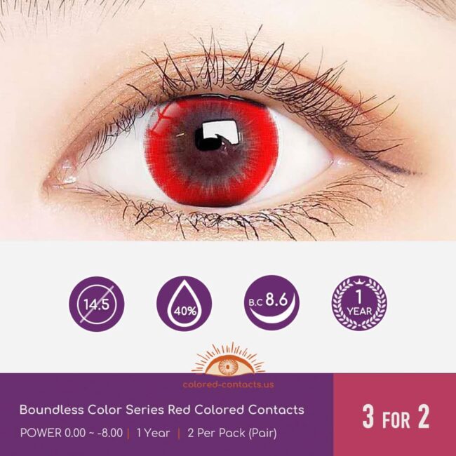 Boundless Color Series Red Colored Contacts - Colored Contacts Boundless Color Series Red Colored Contacts
