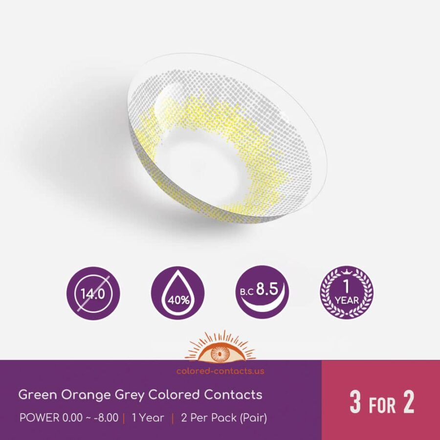 Green Orange Grey Colored Contacts