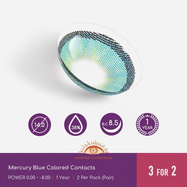 Mercury Blue Colored Contacts - Colored Contacts Mercury Blue Colored Contacts