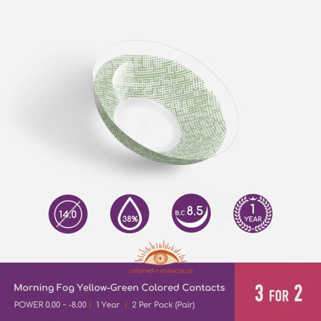 Morning Fog Yellow-Green Colored Contacts - Colored Contacts Morning Fog Yellow-Green Colored Contacts