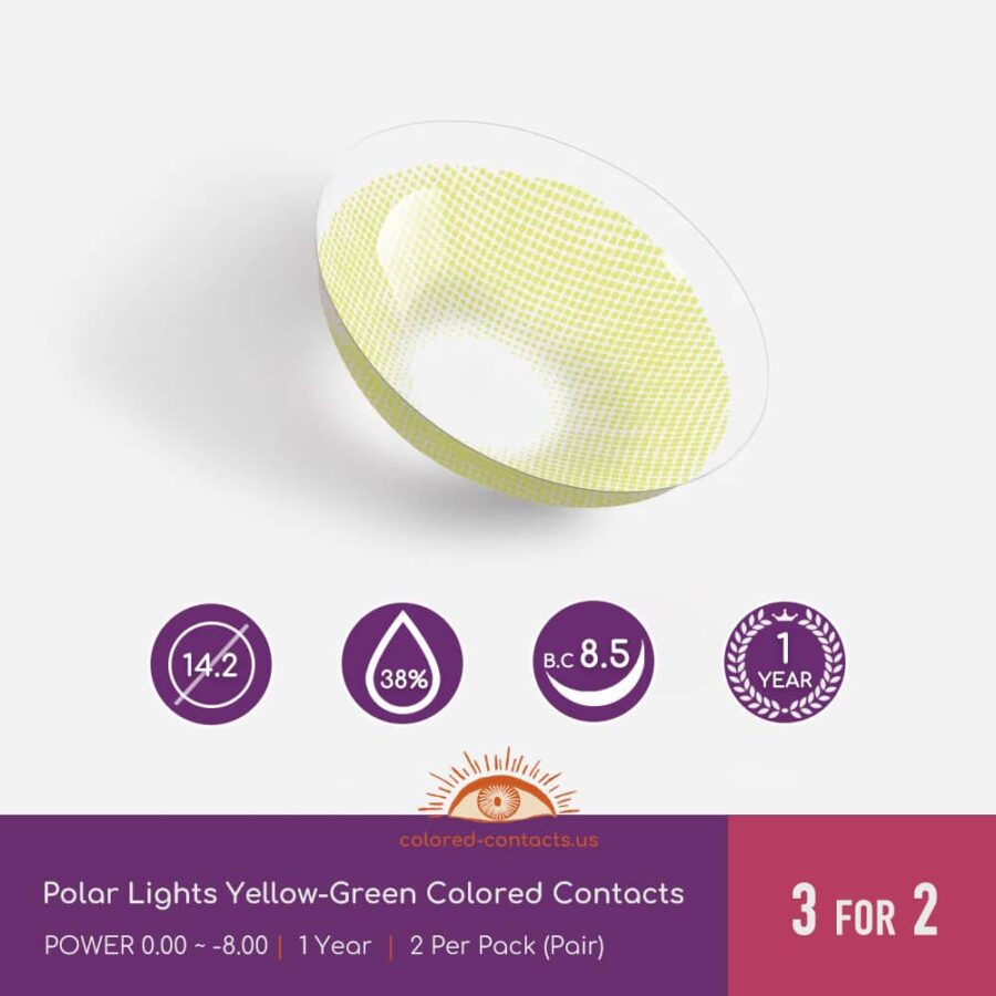 Polar Lights Yellow-Green Colored Contacts