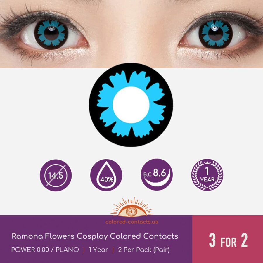 Ramona Flowers Cosplay Blue Colored Contacts