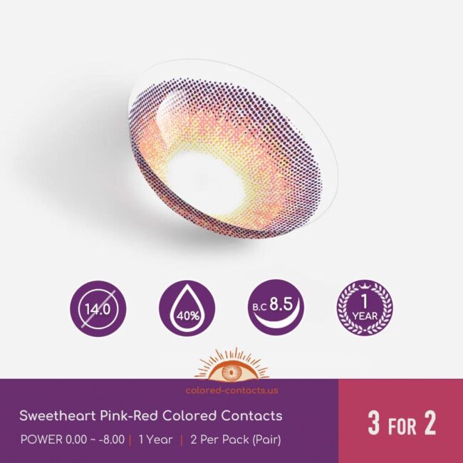 Sweetheart Pink-Red Colored Contacts - Colored Contacts Sweetheart Pink-Red Colored Contacts