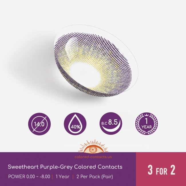 Sweetheart Purple-Grey Colored Contacts - Colored Contacts Sweetheart Purple-Grey Colored Contacts