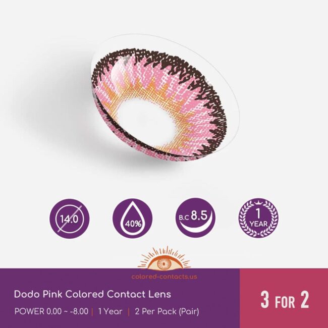 Dodo Pink Colored Contact Lens - Colored Contacts Dodo Pink Colored Contact Lens