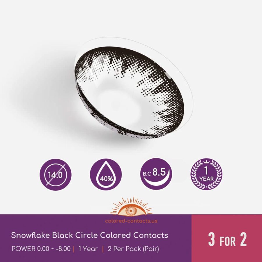 Snowflake Black Circle Colored Contacts