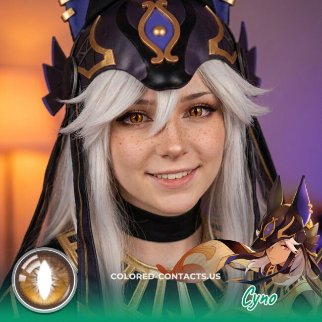 Cyno Cosplay Contact Lenses for a Yellow-Brown Vertical Pupil Look