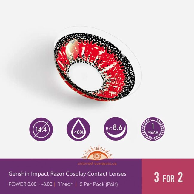 Genshin Impact Razor Cosplay Contact Lenses - Colored Contacts Genshin Impact Razor Cosplay Contact Lenses