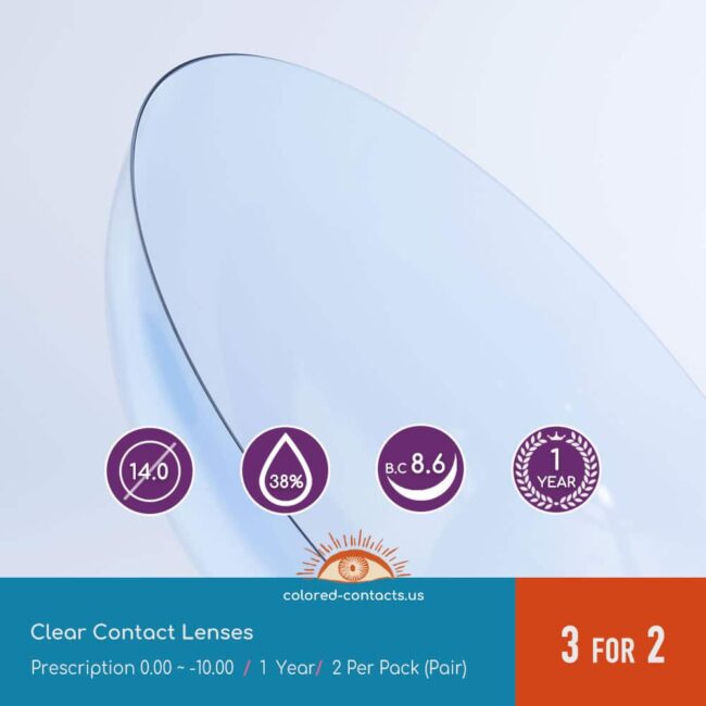Yearly Disposable Clear Contact Lenses - Colored Contacts Clear Contact Lenses