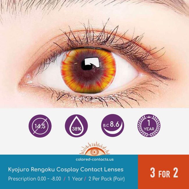Demon Slayer Kyojuro Rengoku Cosplay Contact Lenses - Colored Contacts Demon Slayer Kyojuro Rengoku Cosplay Contact Lenses