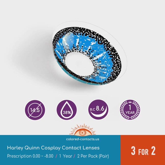 Harley Quinn Cosplay Contact Lenses - Colored Contacts Harley Quinn Cosplay Contact Lenses